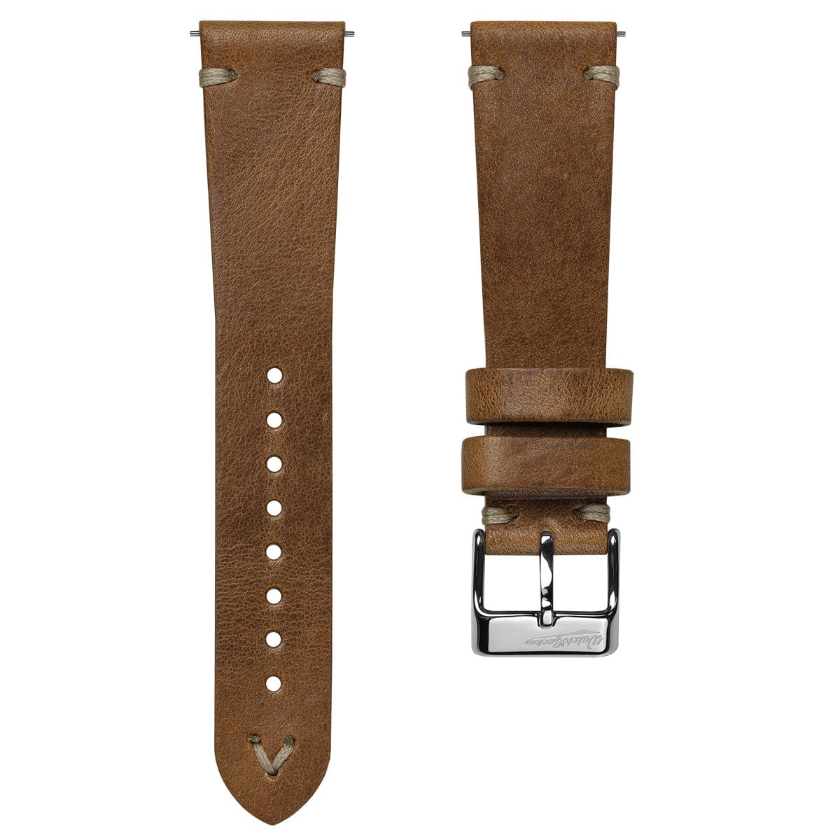 Simple Handmade Italian Leather Watch Strap - Light Brown