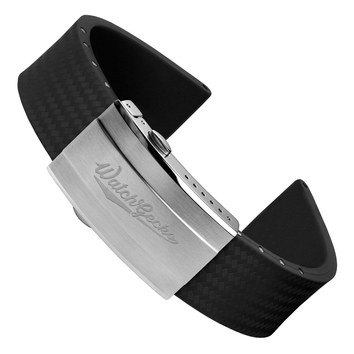 WatchGecko 400 Italian Rubber Divers Reversible Watch Strap - Black - Brushed / Polished
