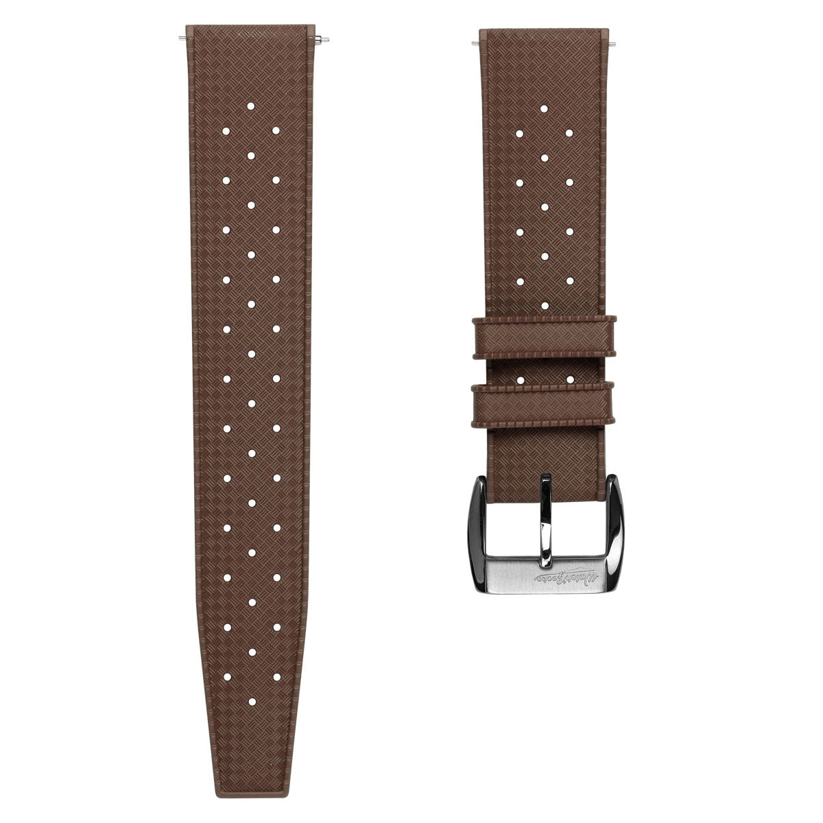 Vintage Style Perforated Rubber Watch Strap - Brown