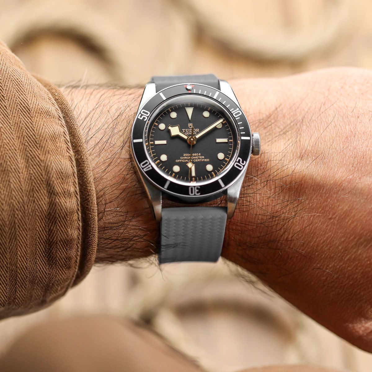 WatchGecko 400 Italian Rubber Divers Reversible Watch Strap - Cloud Grey - Brushed / Polished