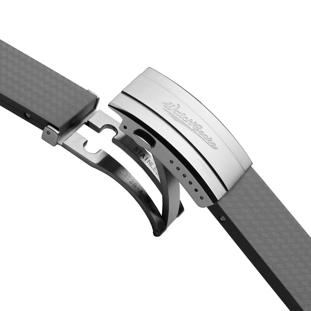 WatchGecko 400 Italian Rubber Divers Reversible Watch Strap - Cloud Grey - Brushed / Polished