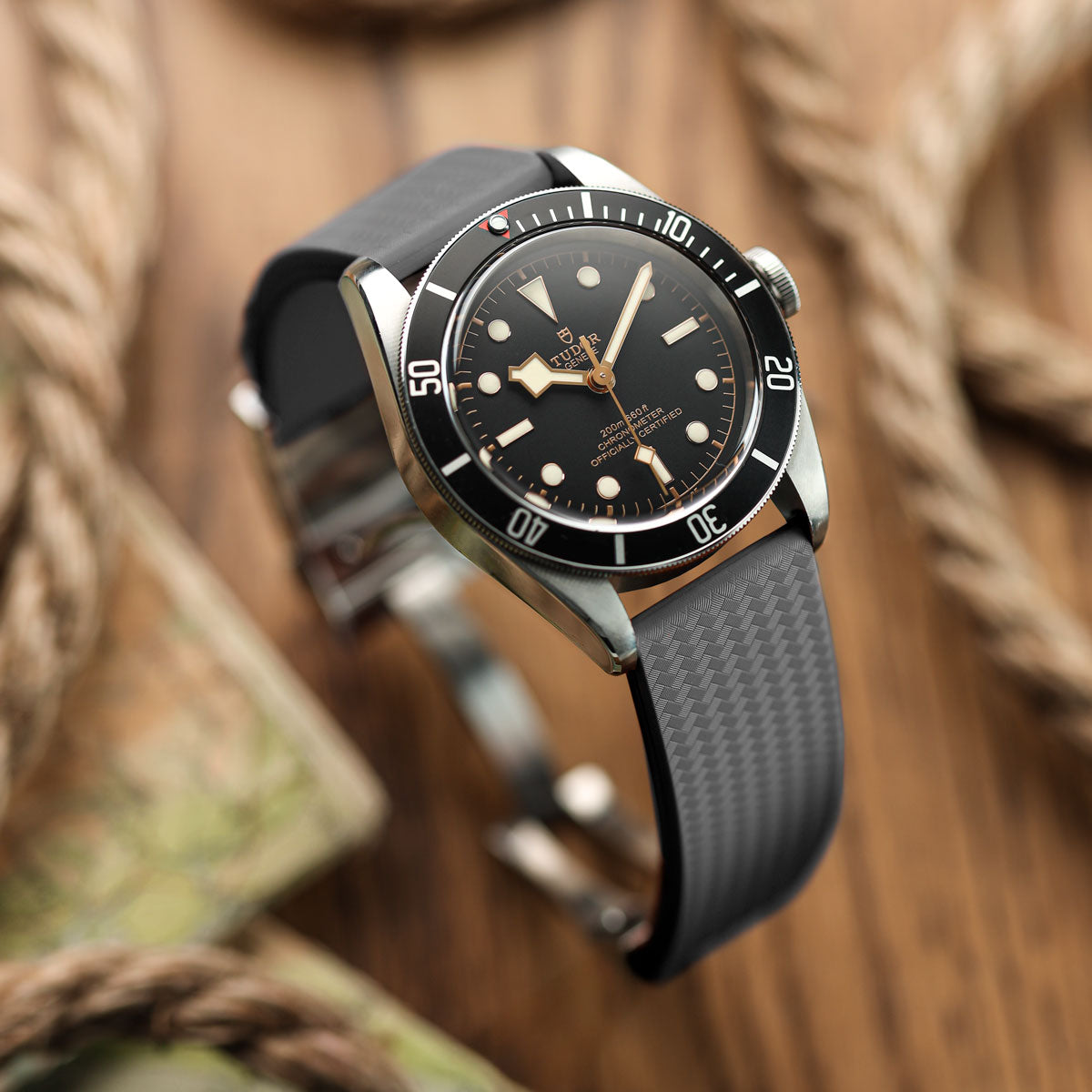 WatchGecko 400 Italian Rubber Divers Reversible Watch Strap - Cloud Grey - Brushed / Polished