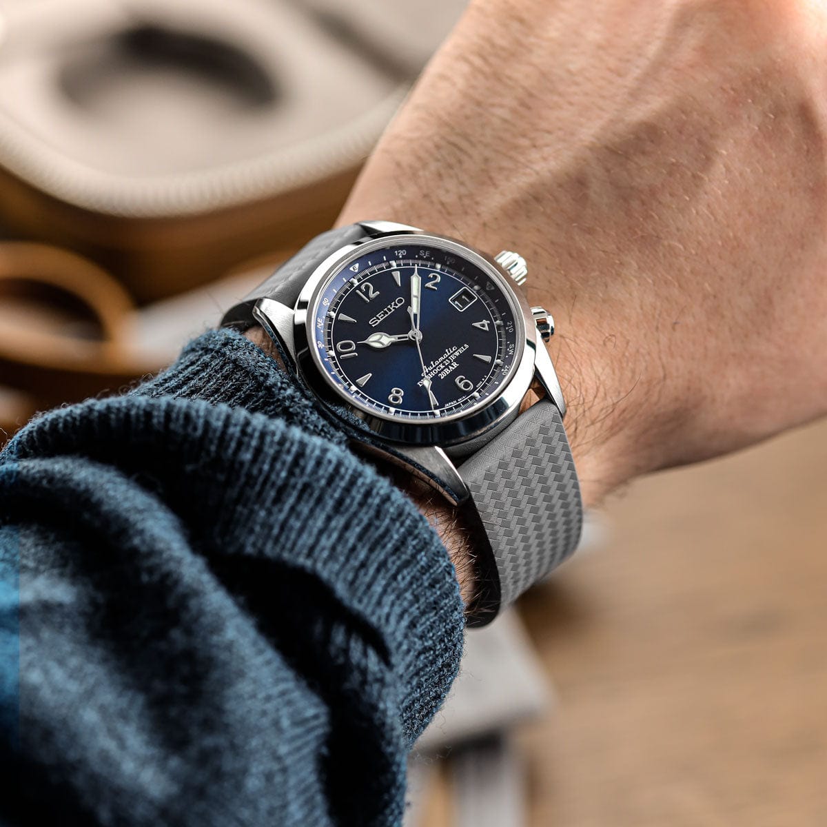 WatchGecko 400 Italian Rubber Divers Reversible Watch Strap - Cloud Grey - Brushed / Polished