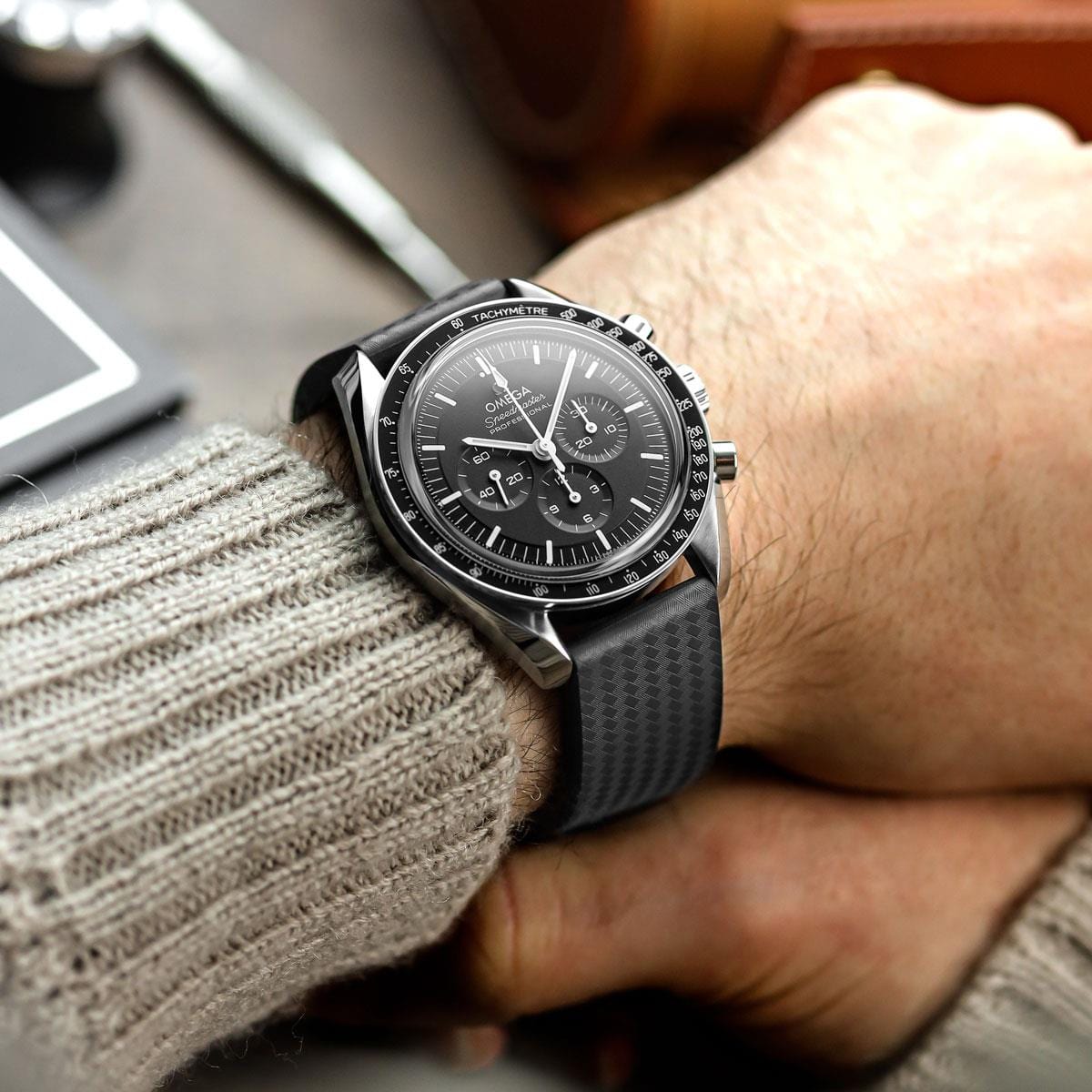 WatchGecko 400 Italian Rubber Divers Reversible Watch Strap - Anthracite - Brushed / Polished Buckle