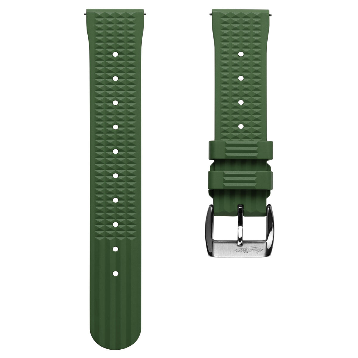 Seacroft Waffle Rubber Dive Watch Strap - Green