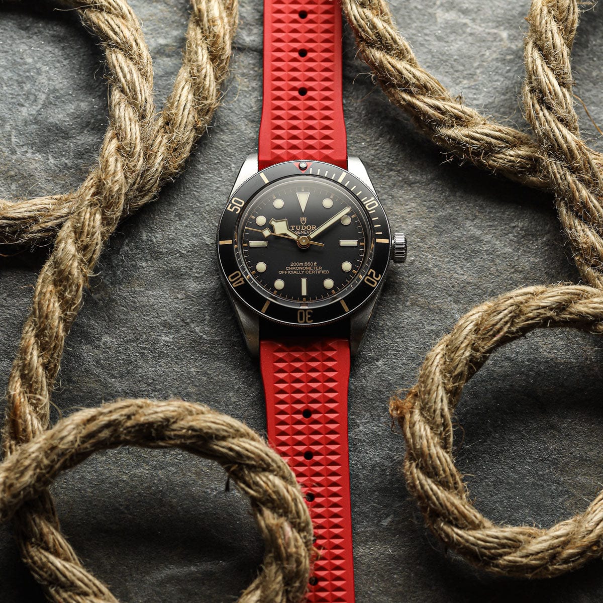Seacroft Waffle Rubber Dive Watch Strap - Red