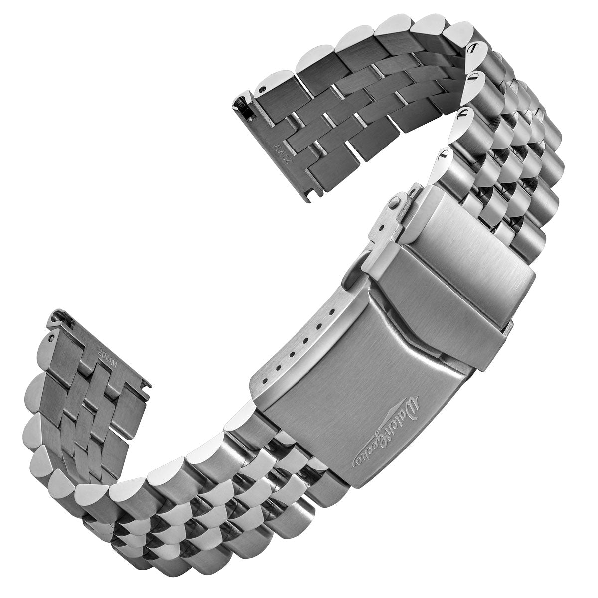 WatchGecko Warrington Stainless Steel Watch Strap - Polished Centre Links