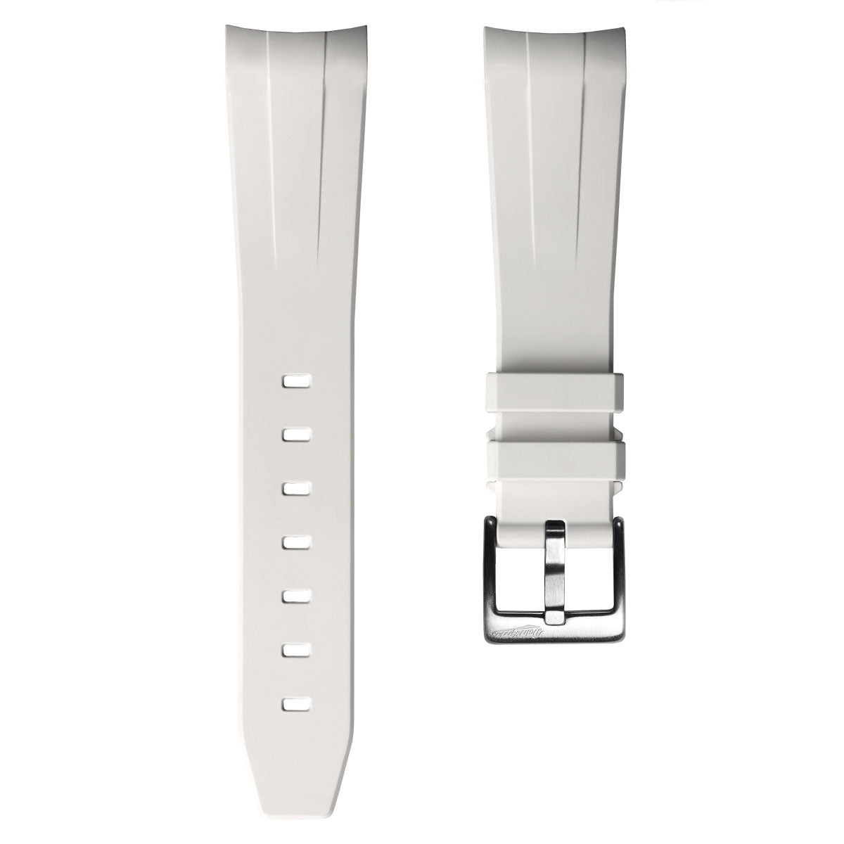 WatchGecko Curved Ends Rubber Watch Strap - White