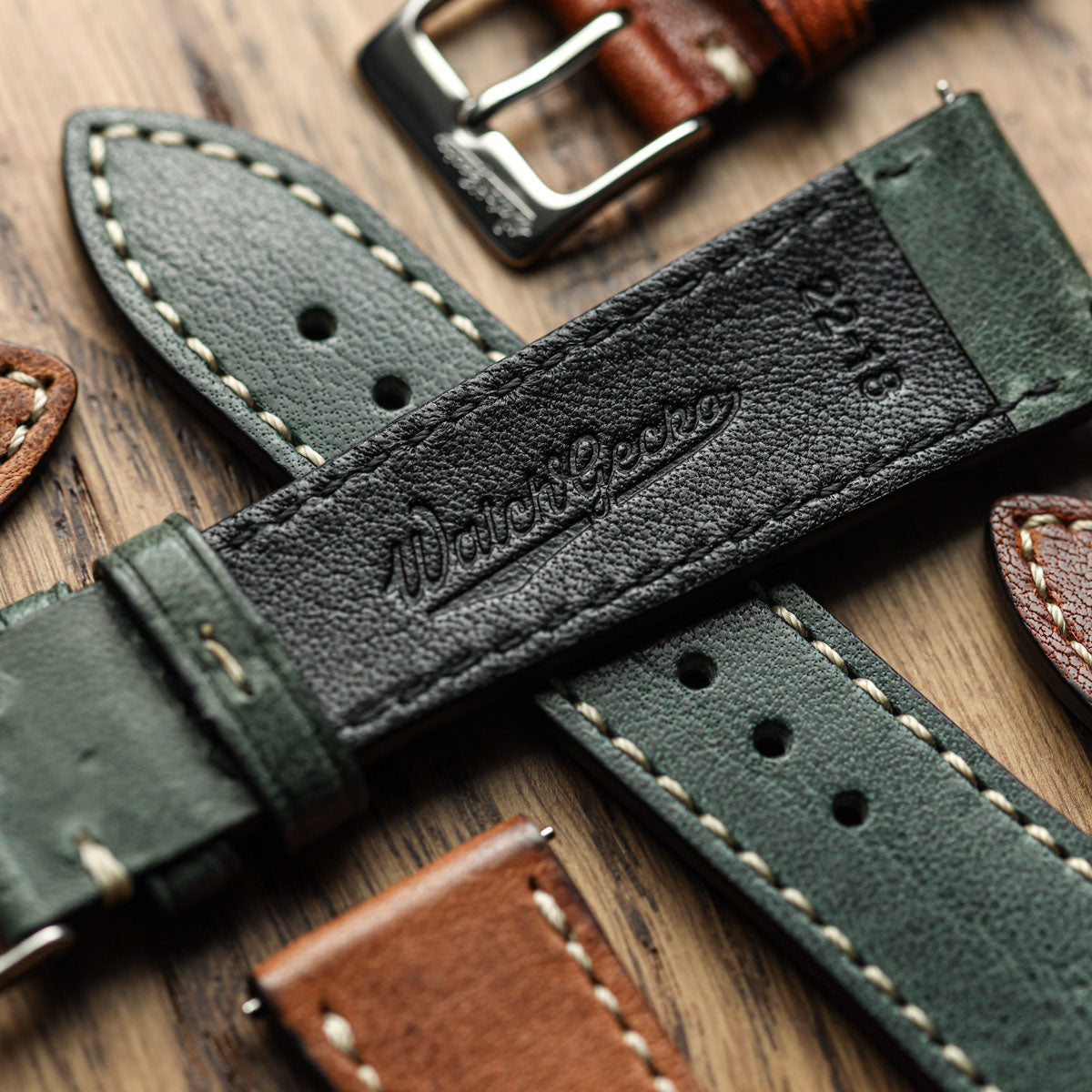 Flat Highley Genuine Leather Watch Strap - Light Brown