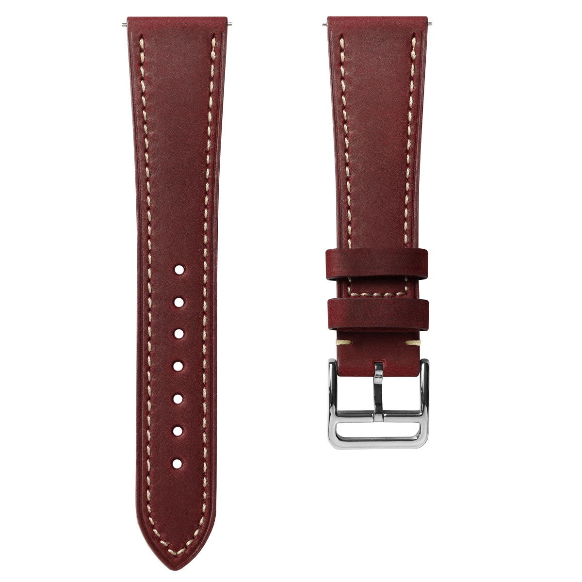 Brixham Crazy Horse Leather Watch Strap - Vintage Scarlet