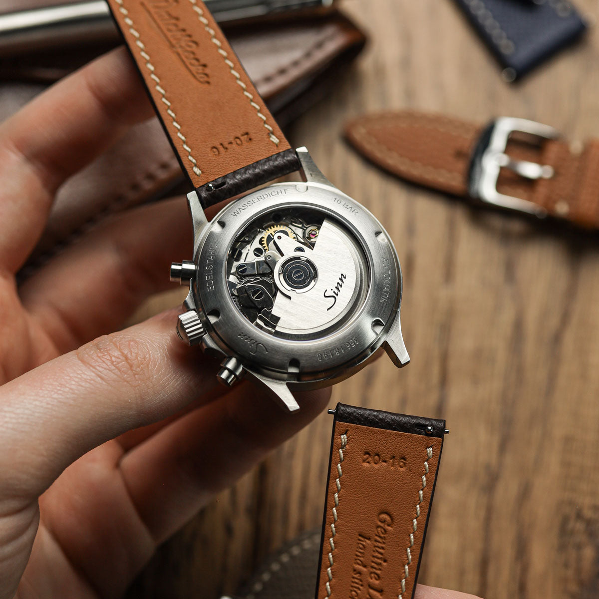 Hanley Textured Epsom Hand-Stitched Leather Watch Strap - Taupe