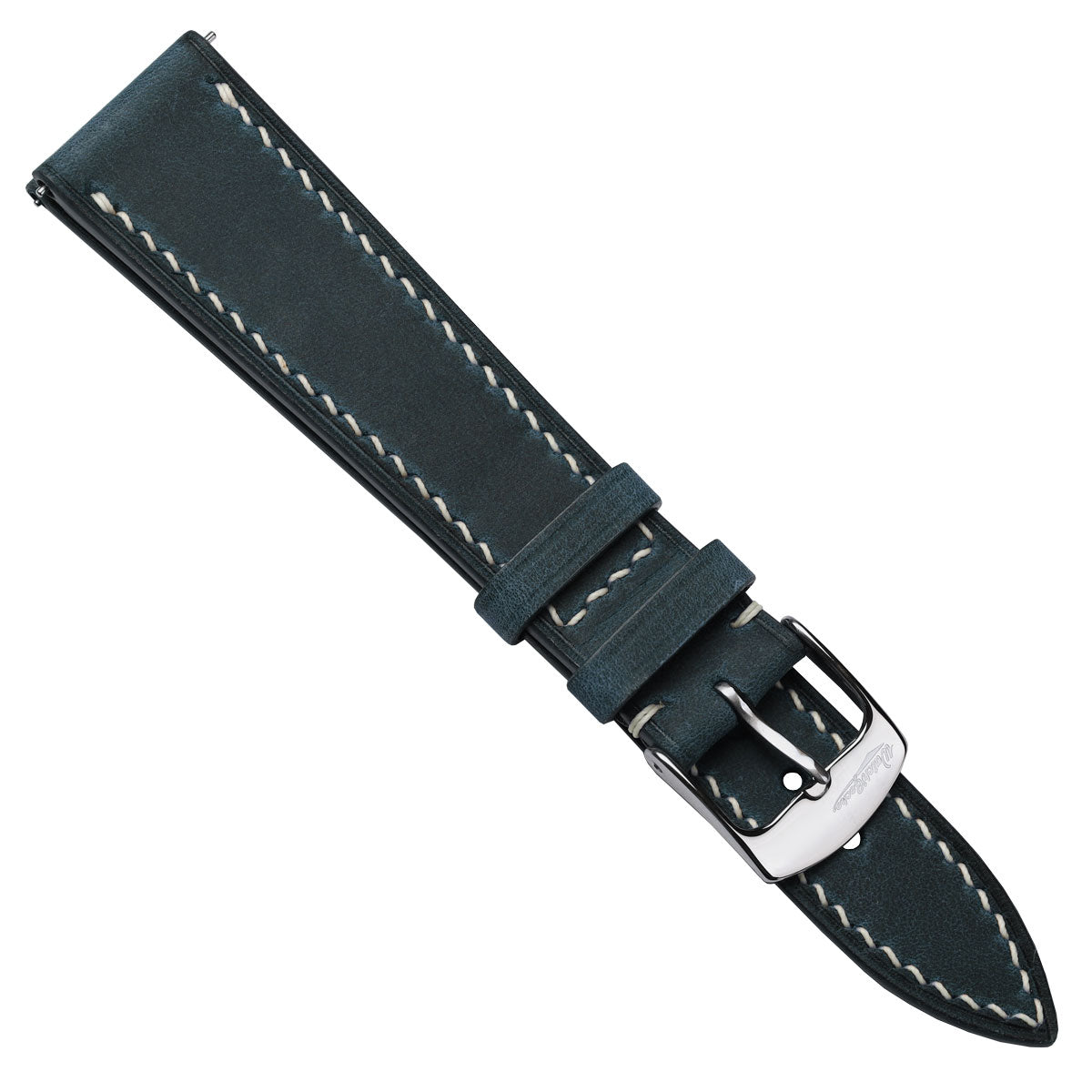 German Hand-Stitched Crazy Horse Leather Watch Strap - Peacock Blue