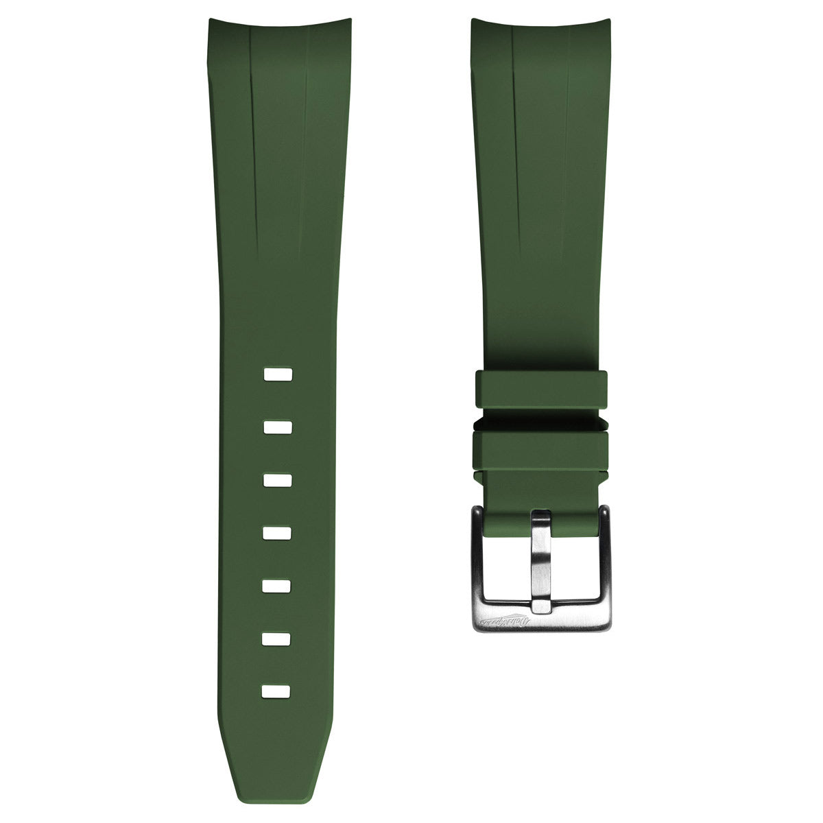 WatchGecko Curved Ends Rubber Watch Strap - Green