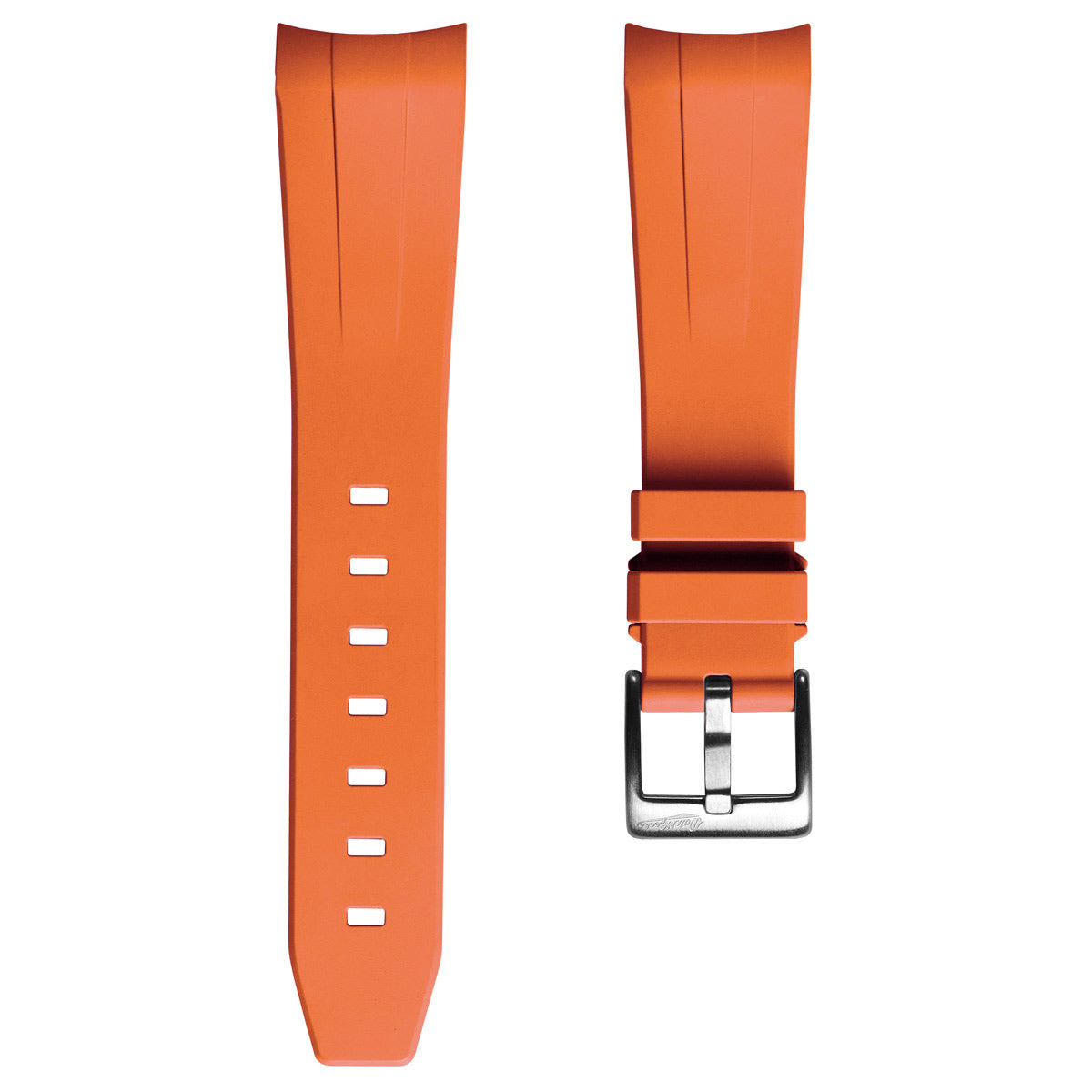 WatchGecko Curved Ends Rubber Watch Strap - Orange