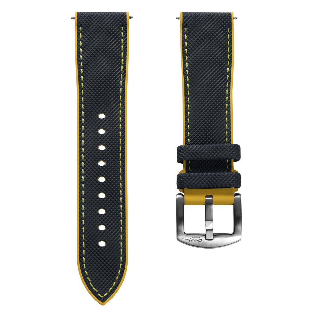 WatchGecko ChronoFlex Rubber Watch Strap - Blue & Yellow