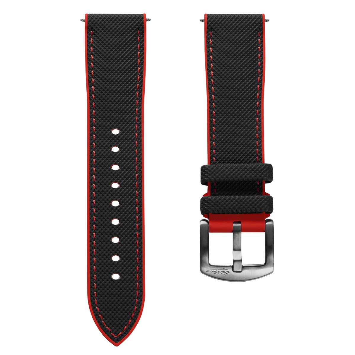 WatchGecko ChronoFlex Rubber Watch Strap - Black & Red