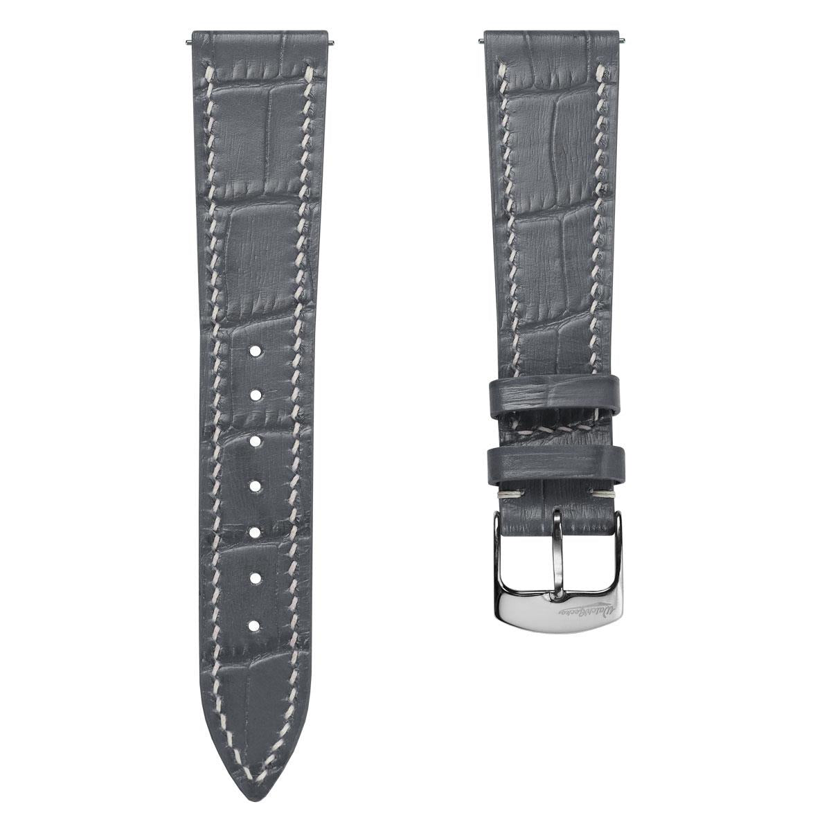 Arnhem Gator Print Genuine Leather Watch Strap - Grey