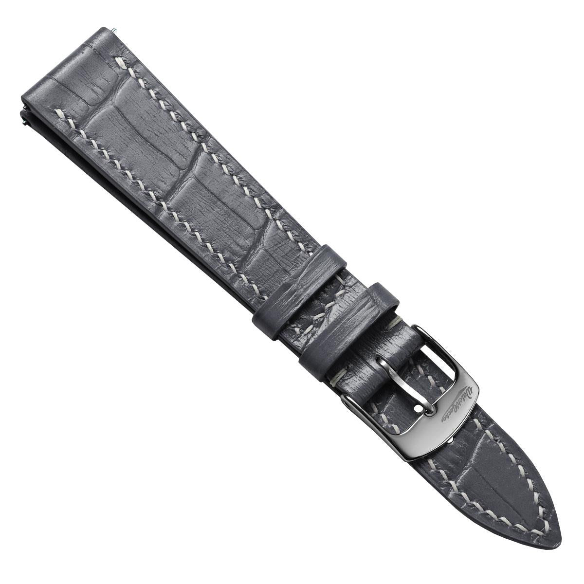 Arnhem Gator Print Genuine Leather Watch Strap - Grey