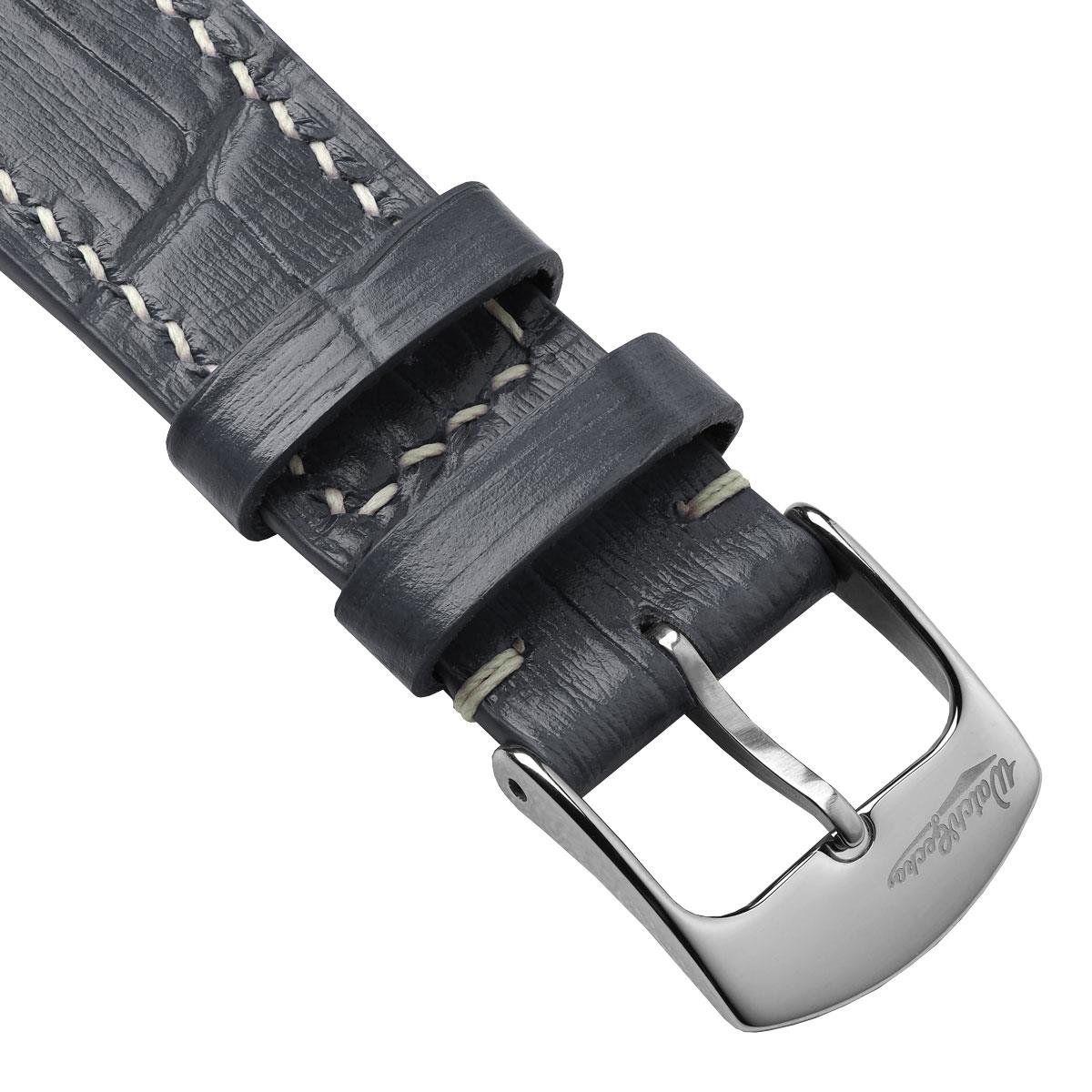 Arnhem Gator Print Genuine Leather Watch Strap - Grey