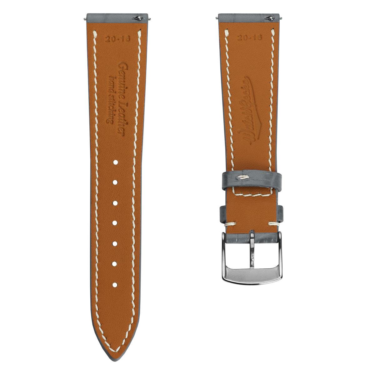 Arnhem Gator Print Genuine Leather Watch Strap - Grey