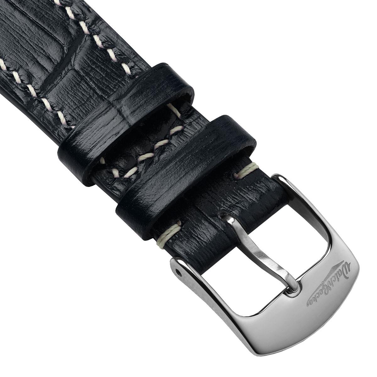 Arnhem Gator Print Genuine Leather Watch Strap - Dark Blue
