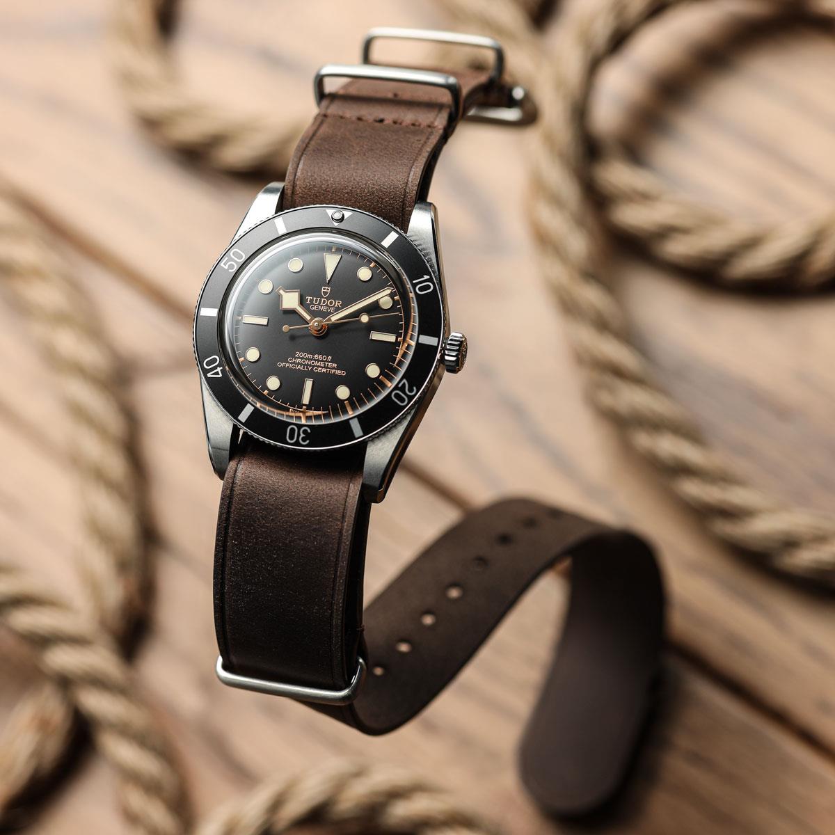 WatchGecko Genuine Leather British Military Watch Strap: Cambridge - Chocolate Brown