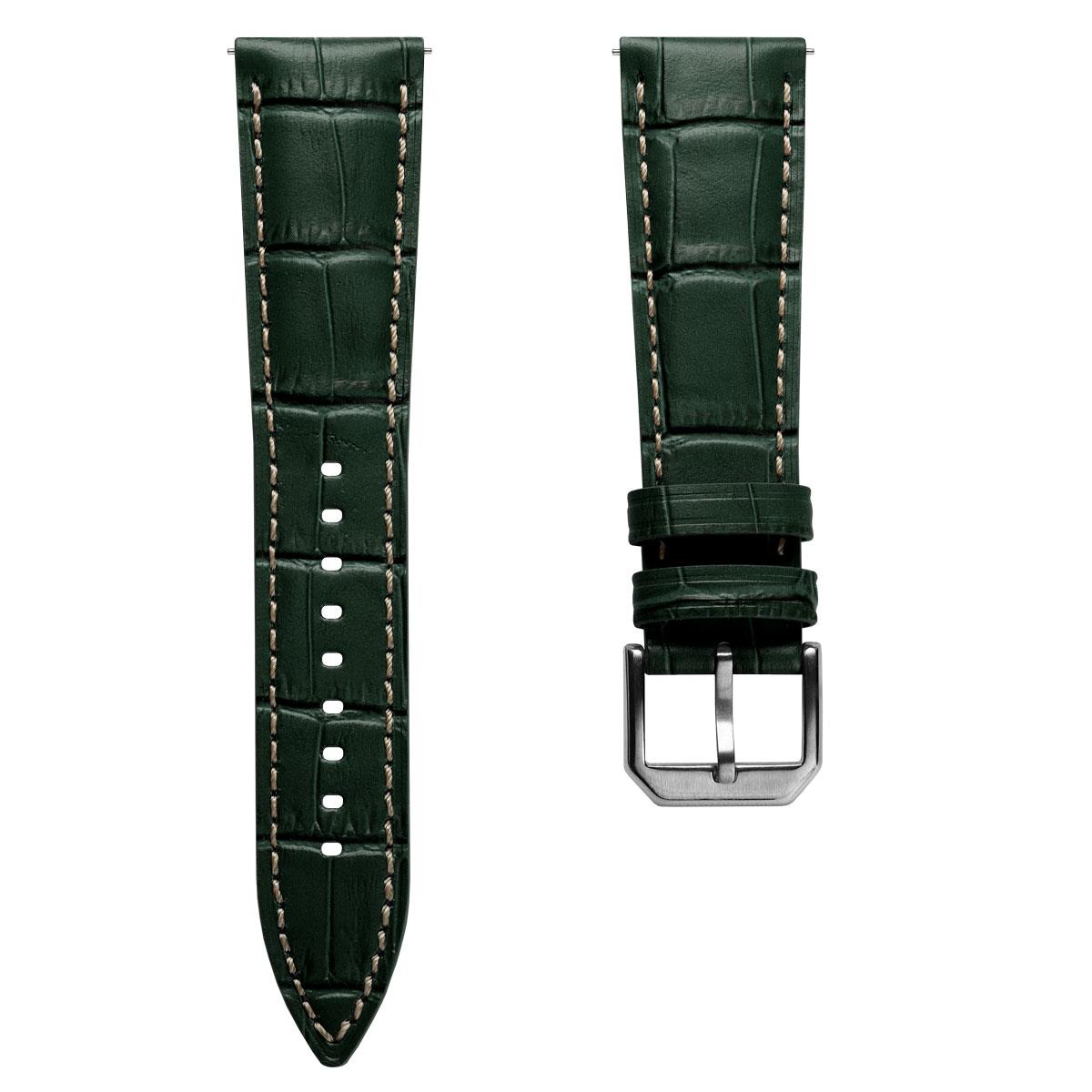 Carolina Gator Print Genuine Leather Watch Strap - Emerald Green