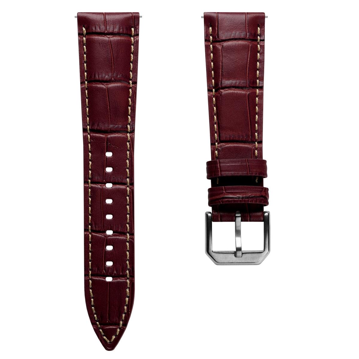 Carolina Gator Print Genuine Leather Watch Strap - Garnet Red