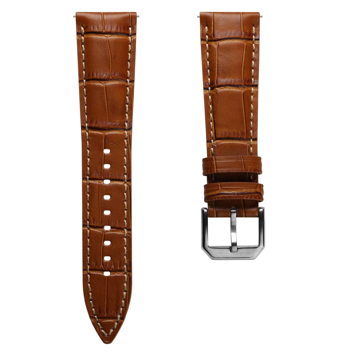 Carolina Gator Print Genuine Leather Watch Strap - Windsor Tan