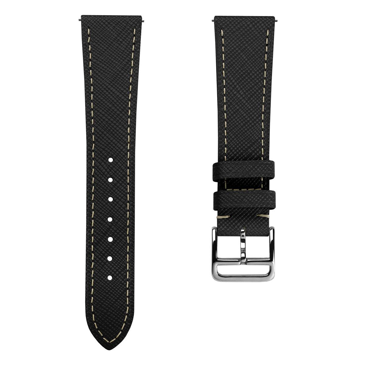 Brixham Saffiano Leather Watch Strap - Black