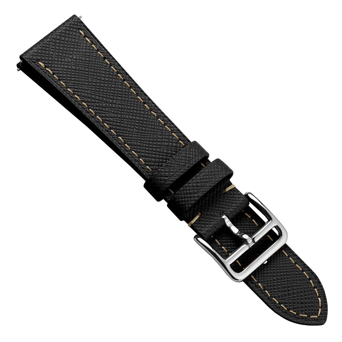 Brixham Saffiano Leather Watch Strap - Black