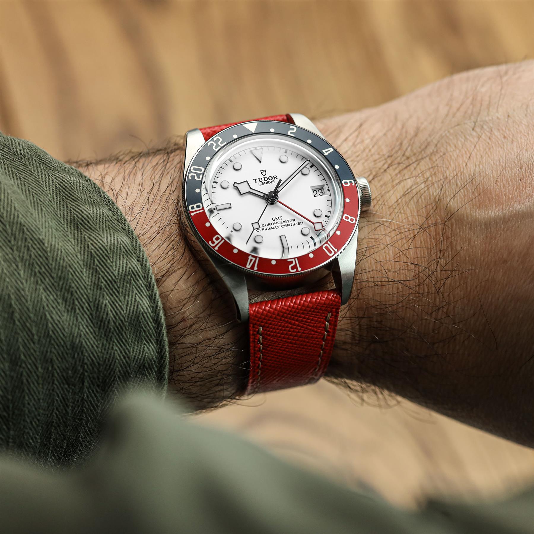 Brixham Saffiano Leather Watch Strap - Red