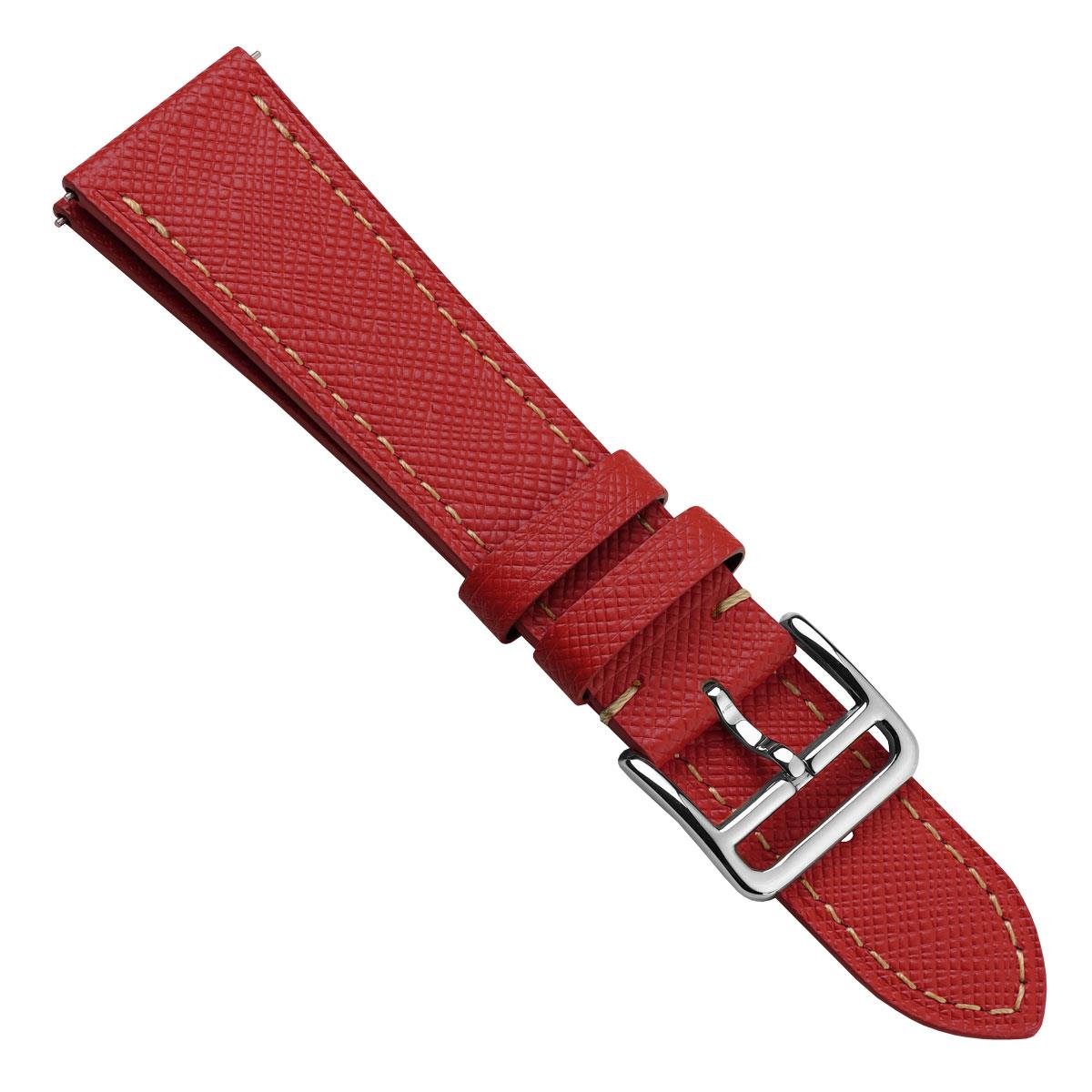 Brixham Saffiano Leather Watch Strap - Red