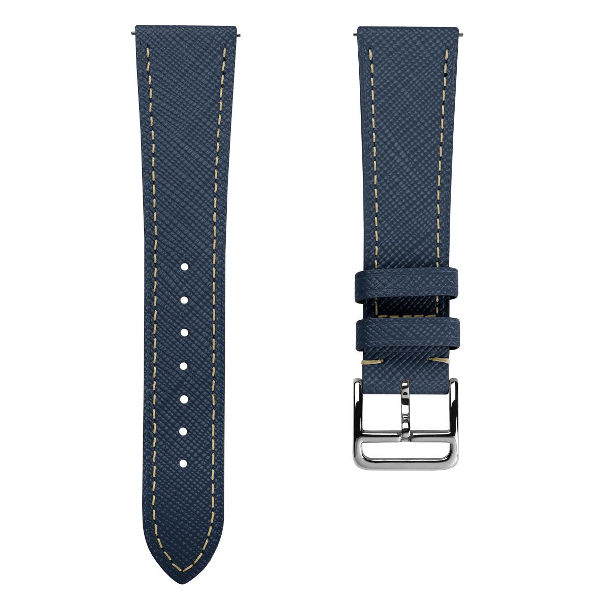 Brixham Saffiano Leather Watch Strap - Navy Blue