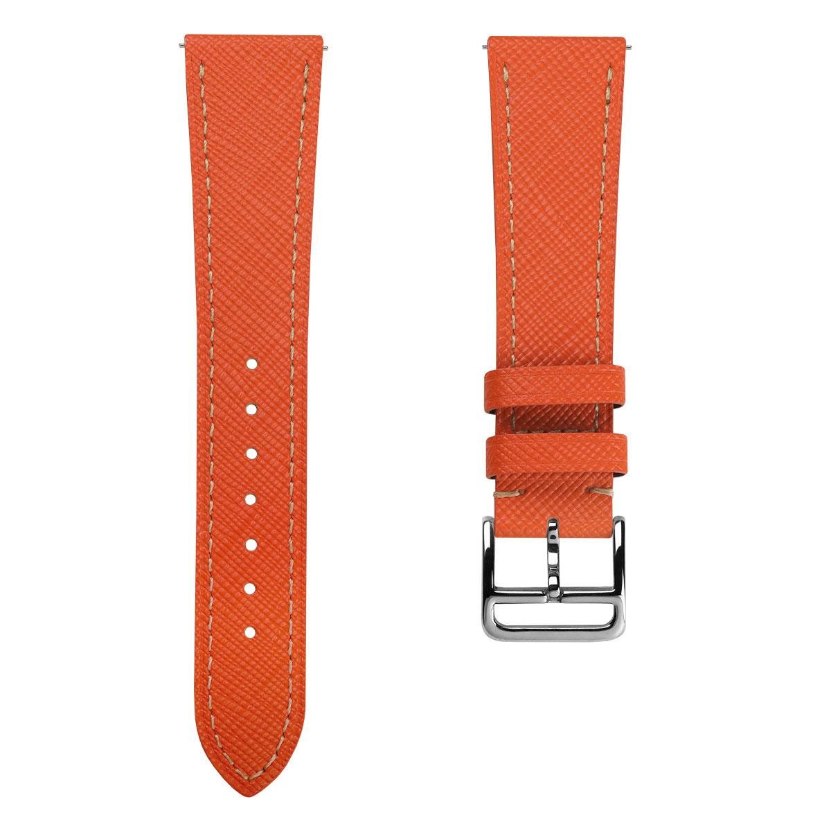 Brixham Saffiano Leather Watch Strap - Seville Orange