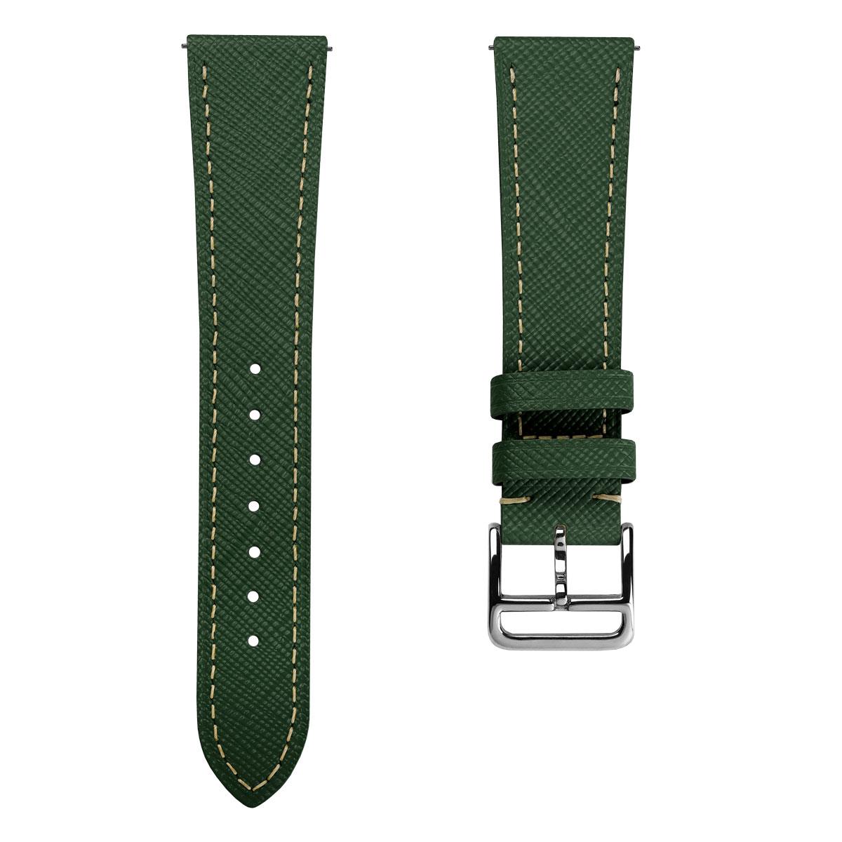 Brixham Saffiano Leather Watch Strap - Jasper Green