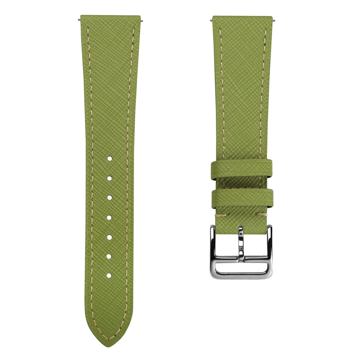 Brixham Saffiano Leather Watch Strap - Avocado Green