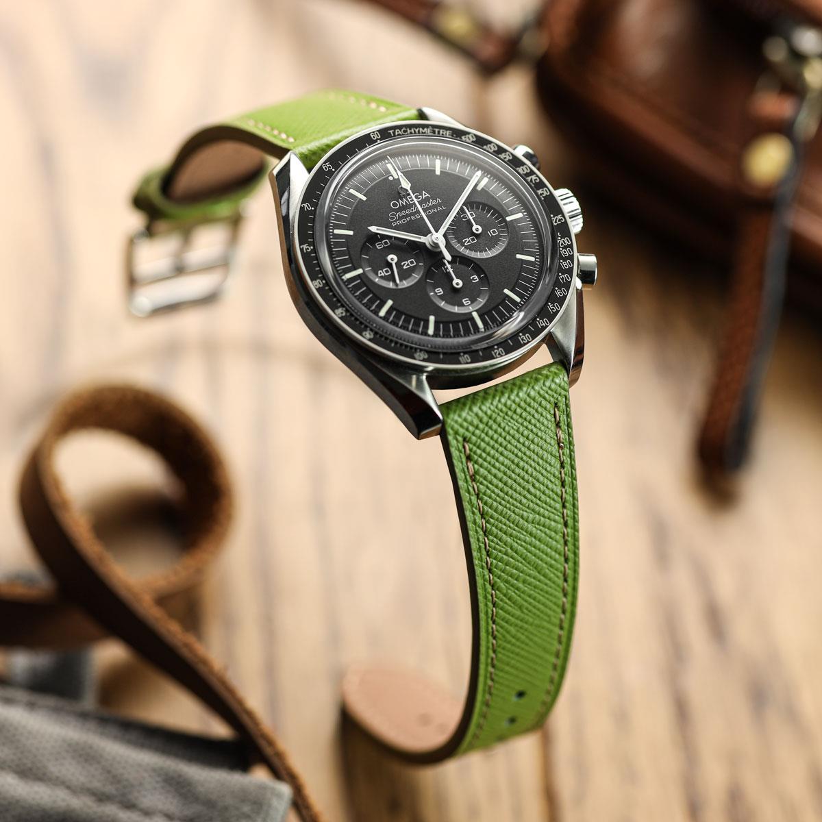 Brixham Saffiano Leather Watch Strap - Avocado Green