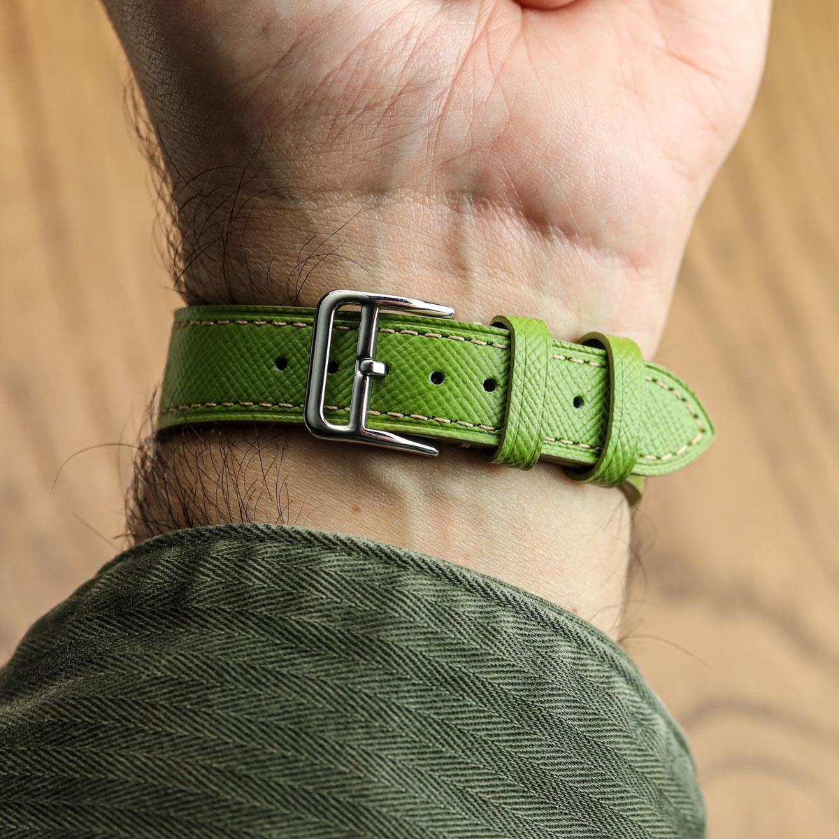 Brixham Saffiano Leather Watch Strap - Avocado Green
