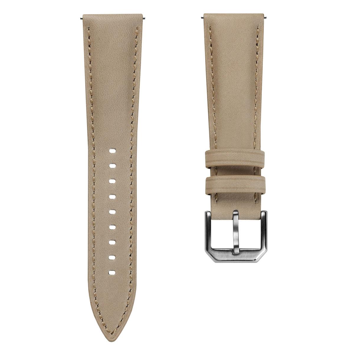 Whitby Pastel Colours Padded Leather Watch Strap - Beige