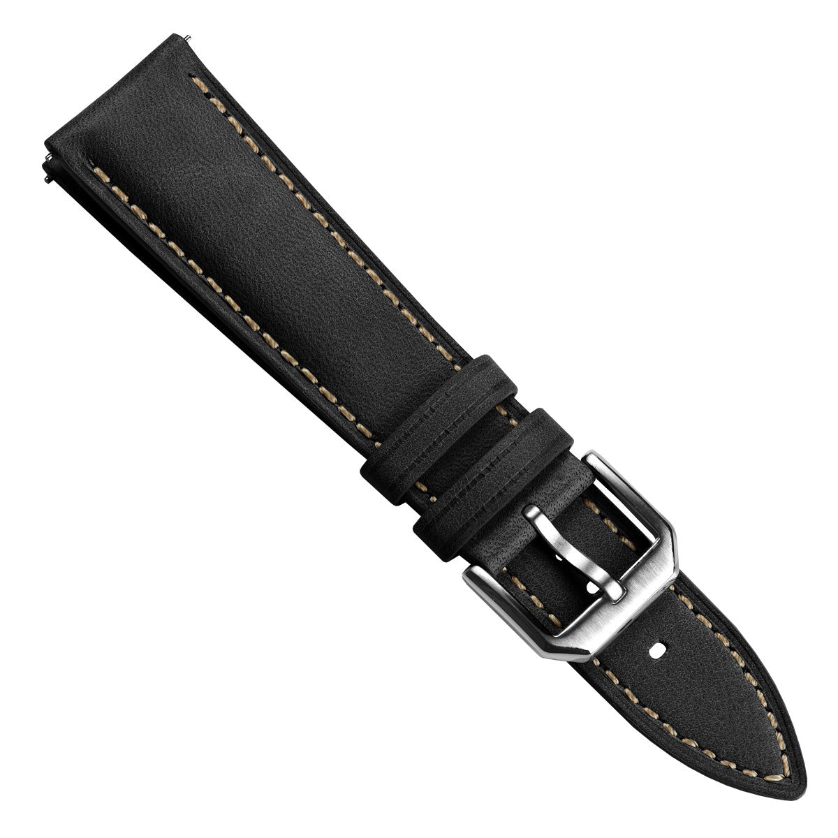 Whitby Pastel Colours Padded Leather Watch Strap - Black