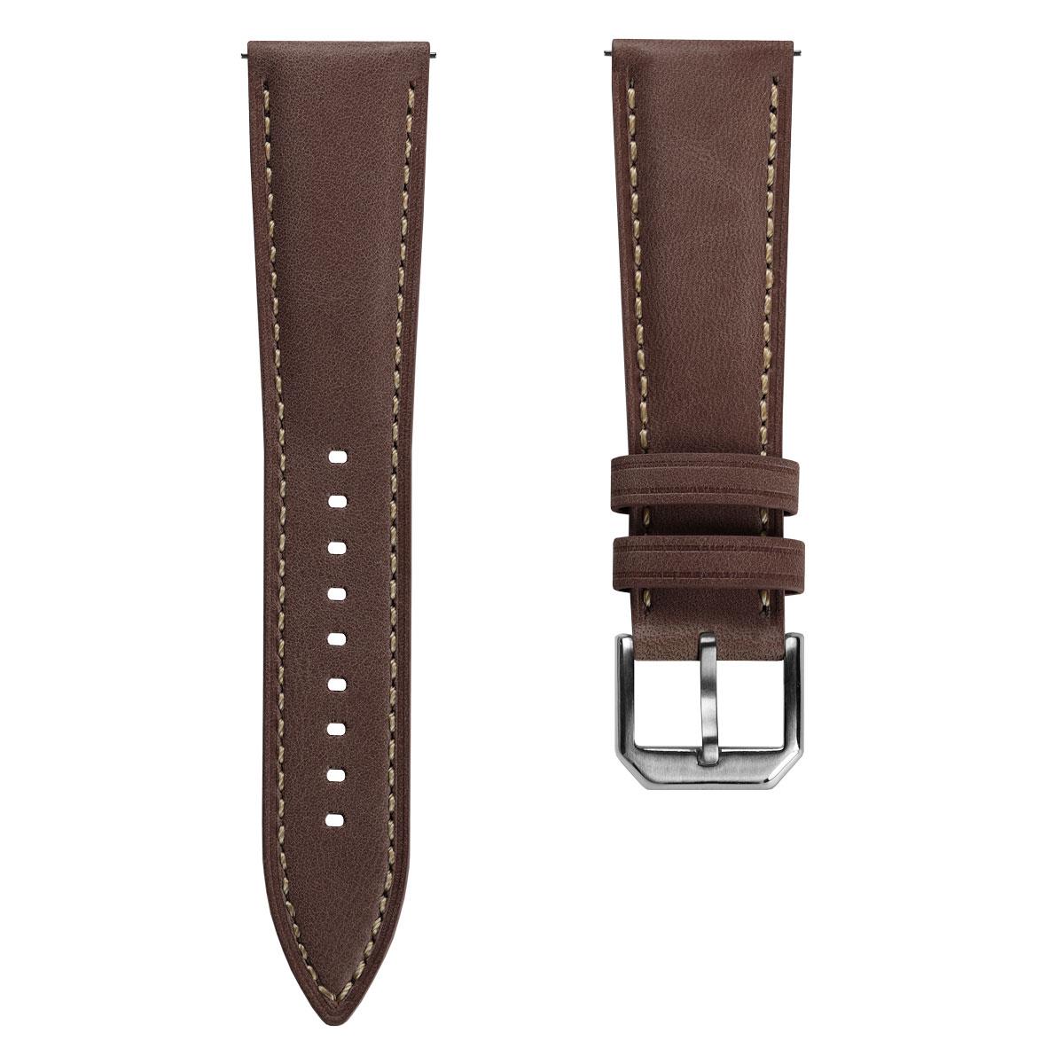 Whitby Pastel Colours Padded Leather Watch Strap - Chestnut Brown