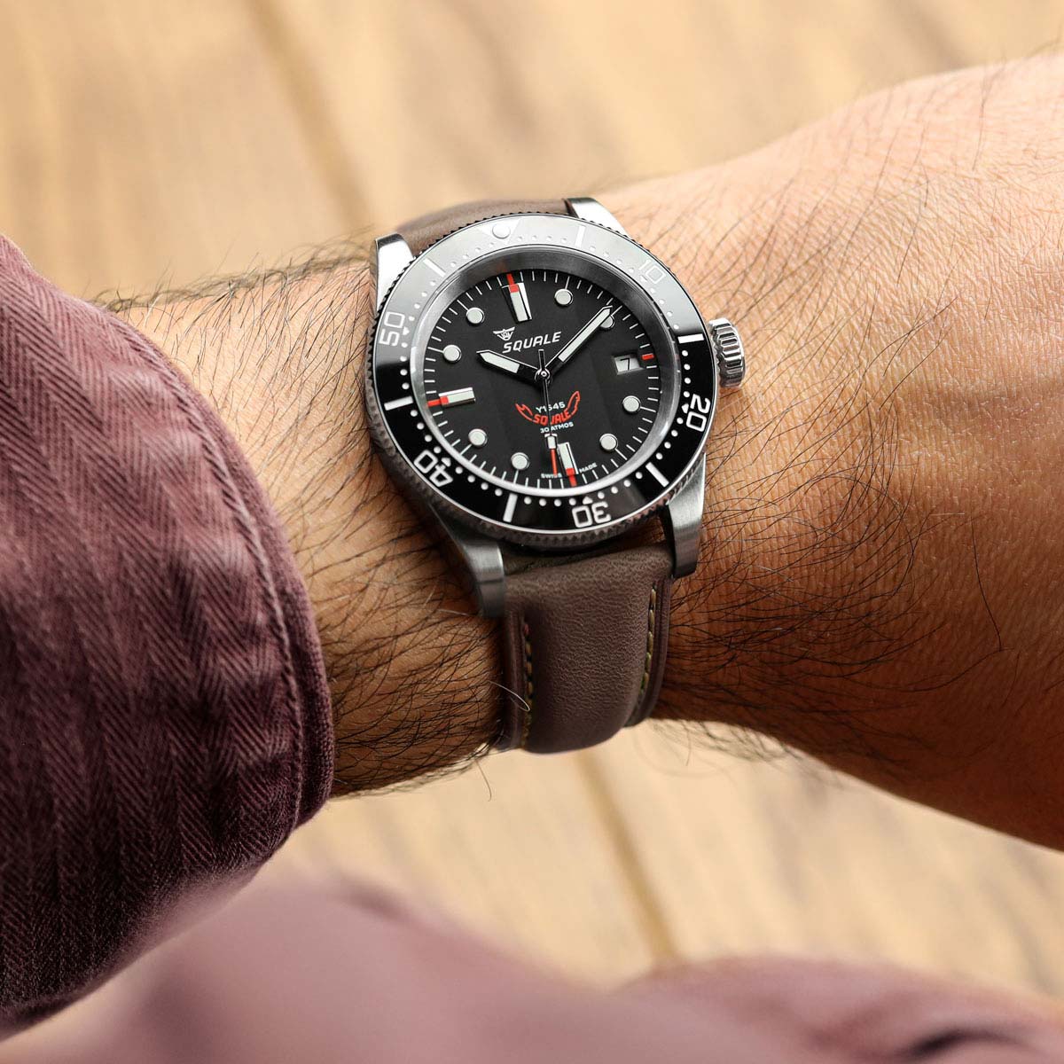 Whitby Pastel Colours Padded Leather Watch Strap - Dark Grey