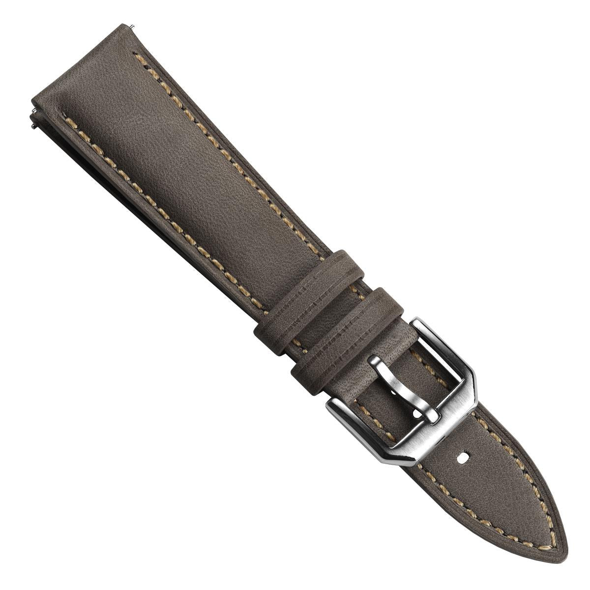 Whitby Pastel Colours Padded Leather Watch Strap - Dark Grey