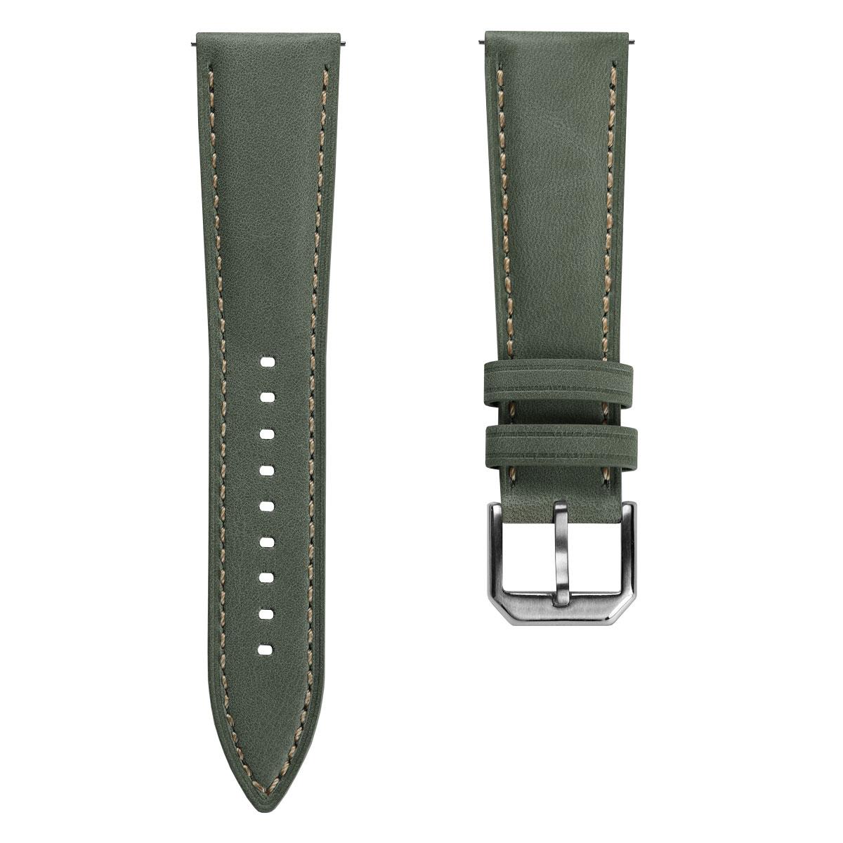 Whitby Pastel Colours Padded Leather Watch Strap - Sage Green
