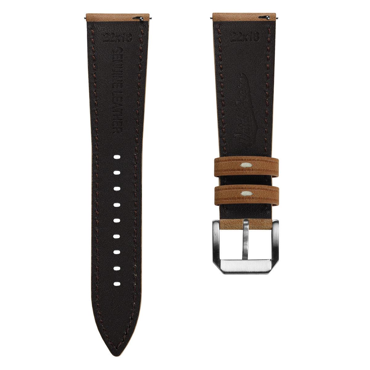 Whitby Pastel Colours Padded Leather Watch Strap - Light Brown