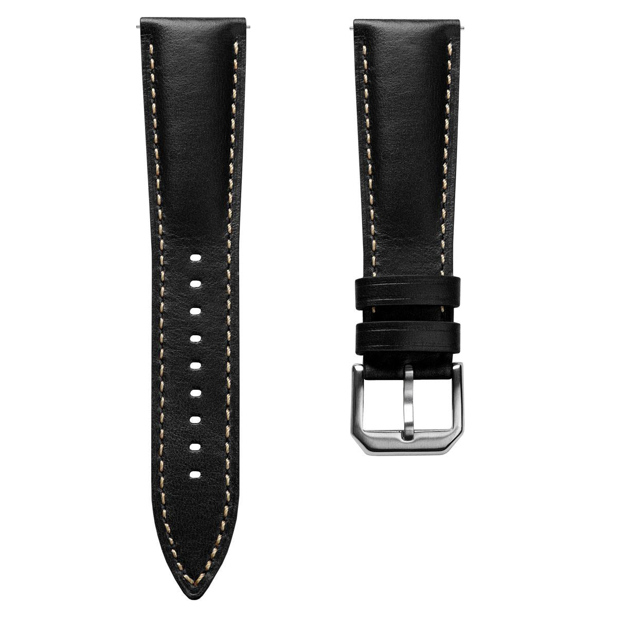 Tenby Classic Padded Genuine Leather Watch Strap - Black