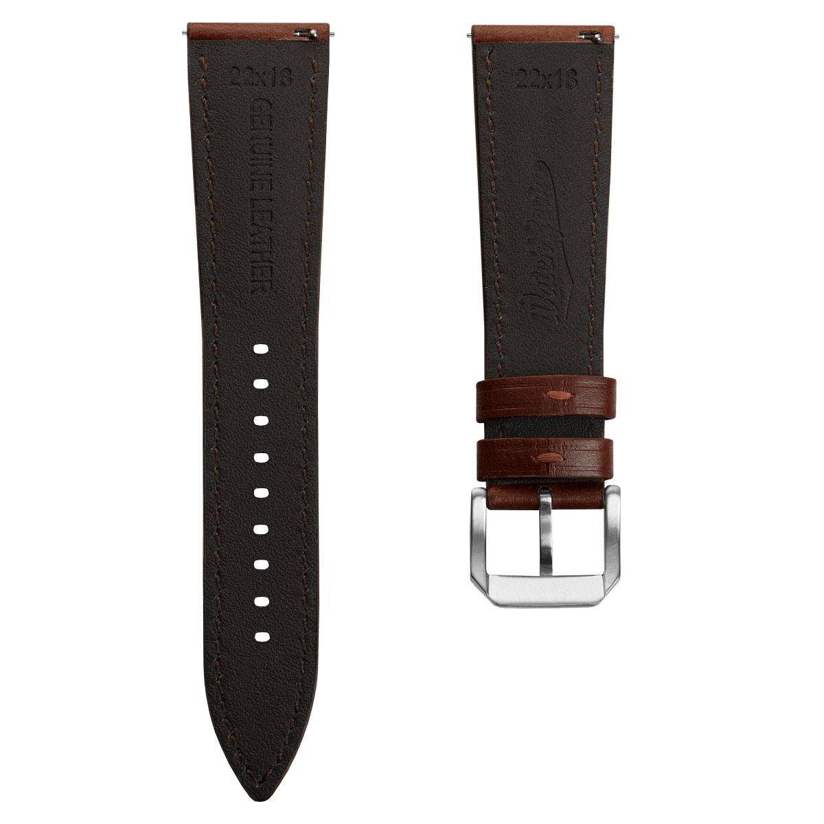 Tenby Classic Padded Genuine Leather Watch Strap - Chestnut / Chestnut