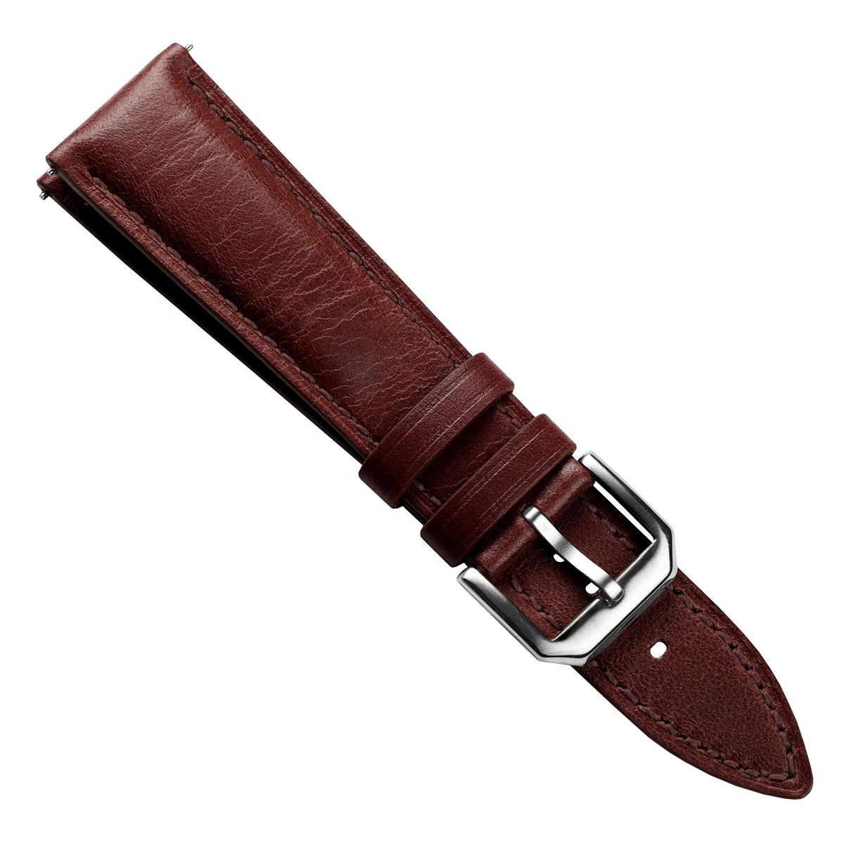 Tenby Classic Padded Genuine Leather Watch Strap - Chestnut / Chestnut