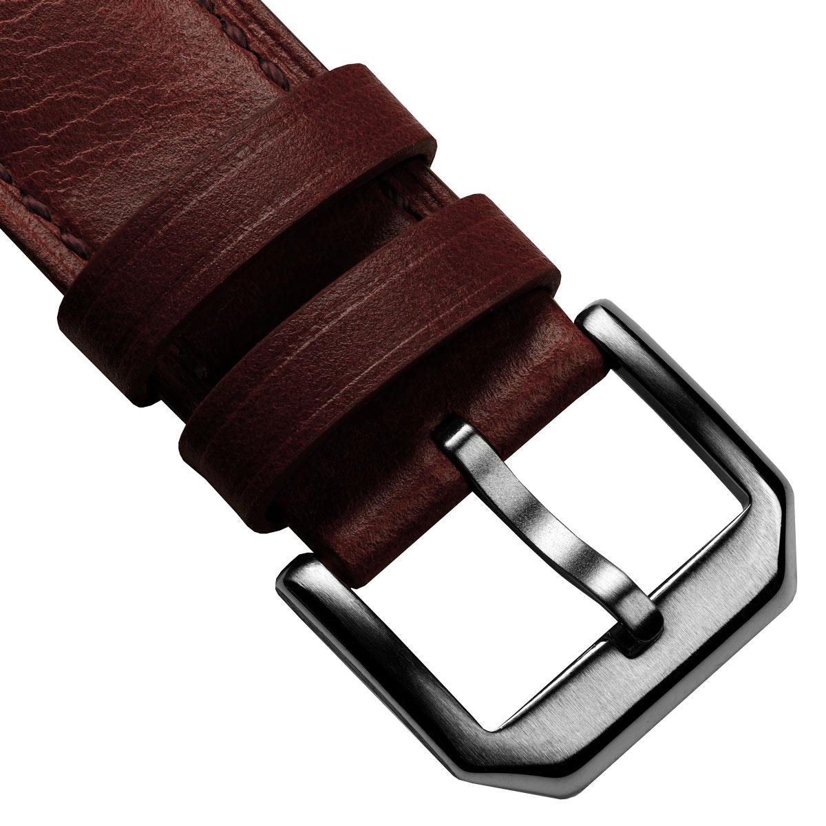 Tenby Classic Padded Genuine Leather Watch Strap - Chestnut / Chestnut
